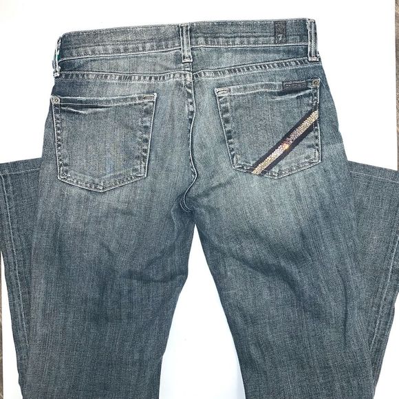 7 for all mankind straight leg rhinestone pocket jeans size25 - Picture 2 of 4